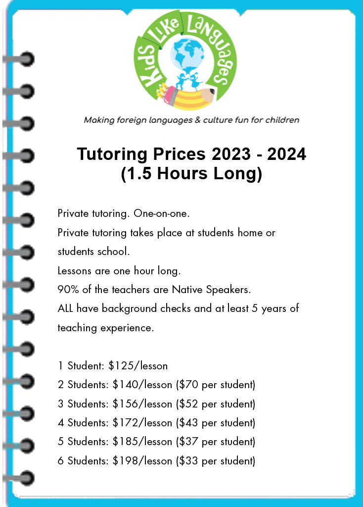 Tutoring for Individual and small groups (Class Length: 1.5 hours)