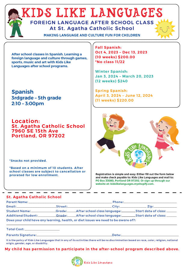 Winter CLASSES At St. Agatha Catholic School