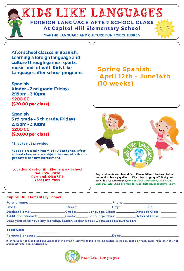 FALL CLASSES At Capitol Hill Elementary School