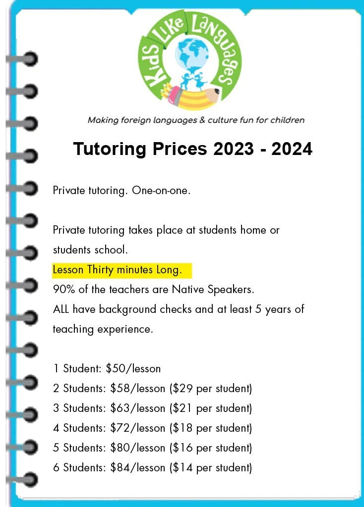 Tutoring for Individual and small groups (Class Length: 30 min long)