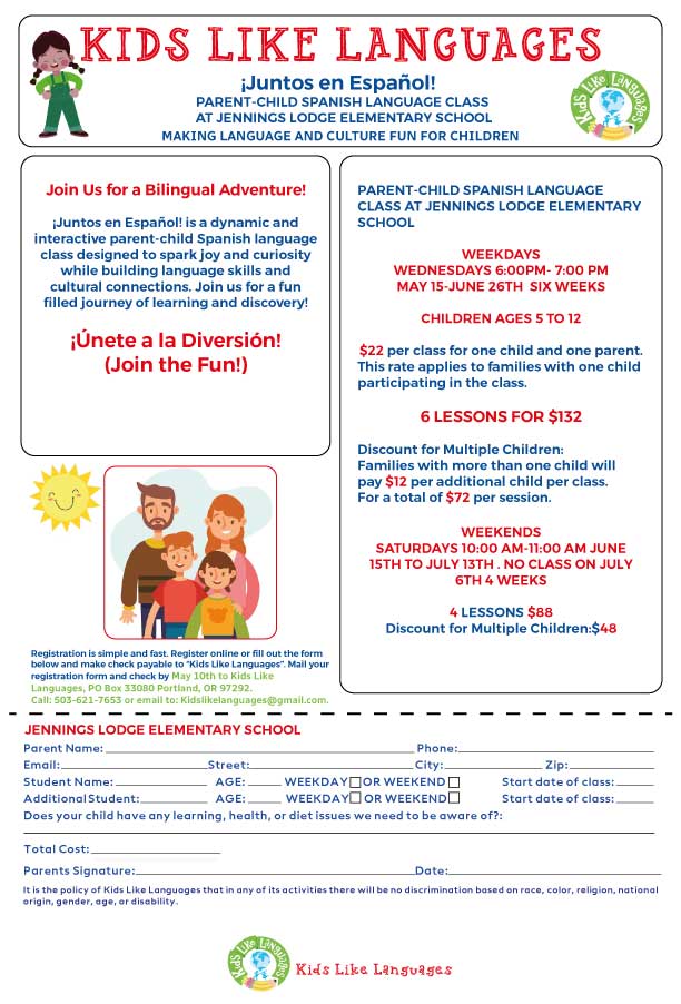 ¡Juntos en Español! PARENT-CHILD SPANISH LANGUAGE CLASS