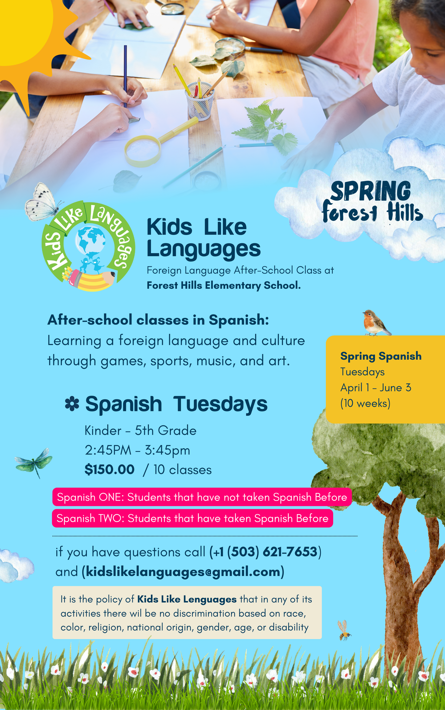 After School Classes in Spanish At Forest Hills Elementary School (Tuesdays) (Spring 2025)