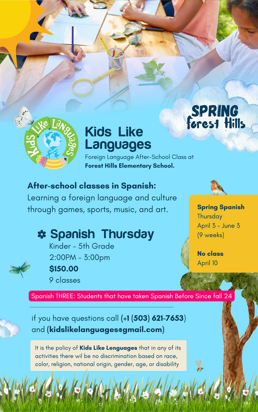 After School Classes in Spanish At Forest Hills Elementary School (Thursdays) (Spring 2025)