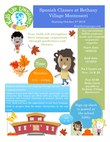 Spanish After School Program at Bethany Village Montessori School