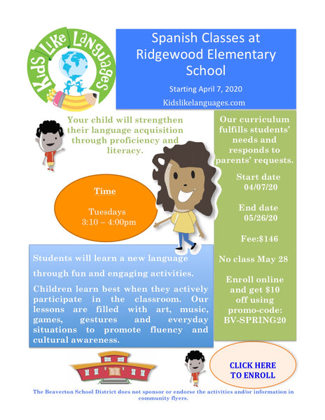 Spanish After School Program at Ridgewood Elementary